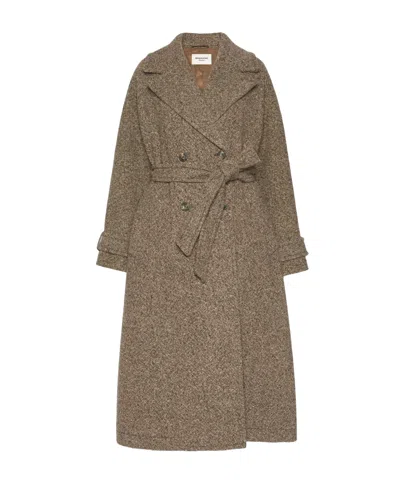 Weekend Max Mara Long Tweed Coat In Brown
