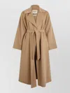 Weekend Max Mara Weekend Long Virgin Wool Belted Jacket In Brown