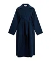 Weekend Max Mara Long Virgin Wool Belted Lapel Coat In Blue