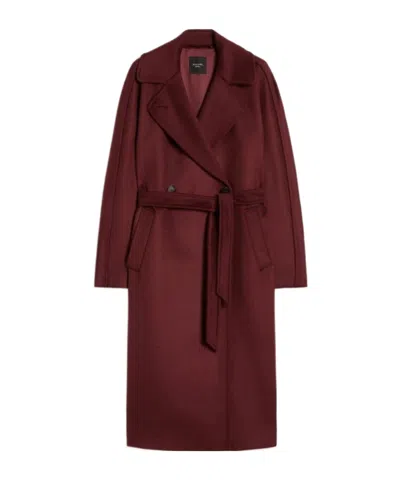 Weekend Max Mara Long-sleeved Coat In Burgundy