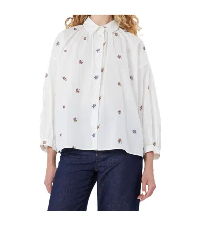 Weekend Max Mara Wkdbutterfly Embroidered Poplin Shirt In White