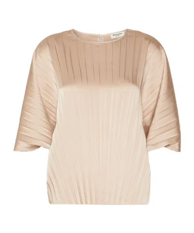 Weekend Max Mara Loose Blouse In Pleated Satin In Neutral