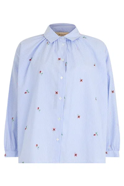 Weekend Max Mara Loose Cotton Shirt In Blue