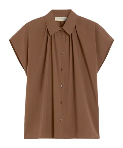 Weekend Max Mara Loose Cotton Shirt In Coffee
