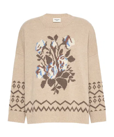 Weekend Max Mara Wkdpavidi Floral-intarsia Drop-shoulder Sweater In Neutral