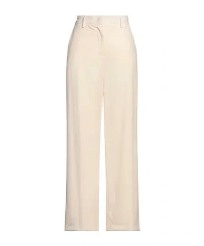Weekend Max Mara Loose Solid Wool Trousers In Neutral