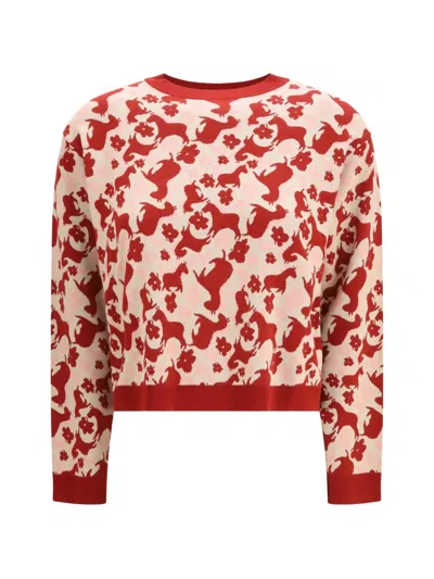 Weekend Max Mara Loral-pattern Sweater In Red