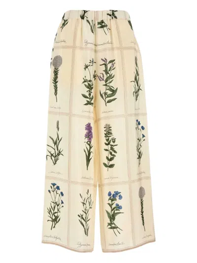 Weekend Max Mara Printed Silk Lory Wide-leg Pant In Neutral