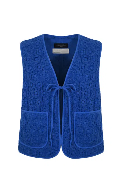 Weekend Max Mara Lory Vest In Macrame Lace In Tinto Bluette