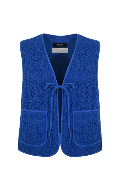 Weekend Max Mara Lory Vest In Macrame Lace In 6 Cornflower Blue