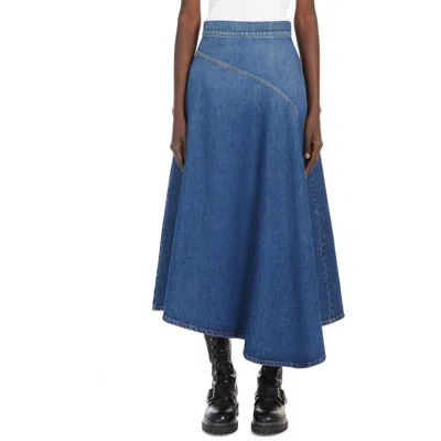 Weekend Max Mara Luana High-low Denim Midi Skirt In Navy