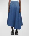 WEEKEND MAX MARA LUANA HIGH-LOW DENIM MIDI SKIRT