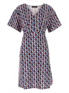 Weekend Max Mara Lucas Geometric Pattern V-neck Belted Dress In Rosa