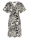 Weekend Max Mara Lucas Leaf-print Dress In Weiss