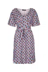 Weekend Max Mara Lucas Geometric Pattern V-neck Belted Dress In Multi