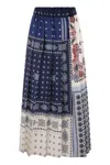 Weekend Max Mara Luna Patchwork Maxi Skirt In Blue