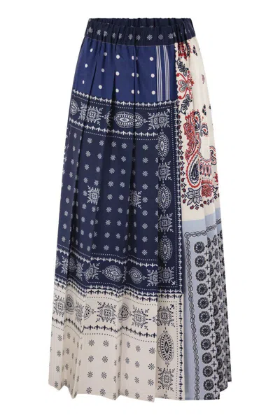 Weekend Max Mara Luna - Printed Twill Skirt In Blue
