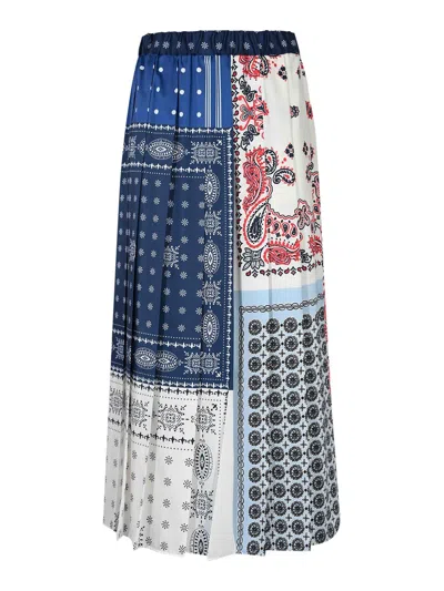 Weekend Max Mara Luna Skirt In Printed Twill In Blue