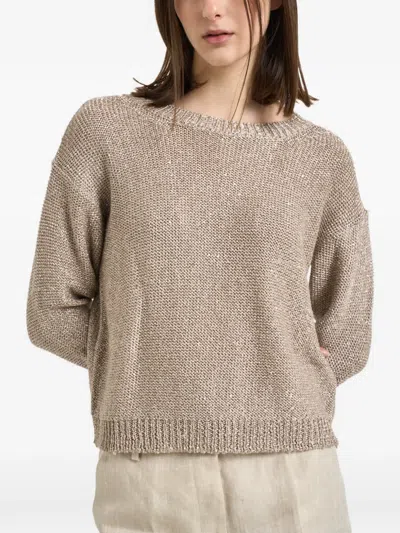 Weekend Max Mara Lurex-embellishment Sweater In Brown