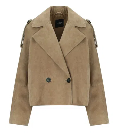 Weekend Max Mara Maga Beige Cropped Trench In Sand