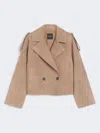 Weekend Max Mara Omens Marron Glace Maga Crop Suede Jacket In Brown