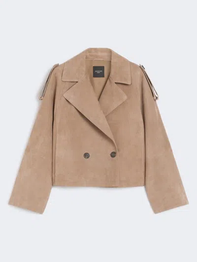WEEKEND MAX MARA WEEKEND MAX MARA MAGA LEATHER JACKET BROWN