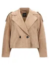 Weekend Max Mara Omens Marron Glace Maga Crop Suede Jacket In Brown