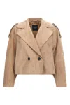 Weekend Max Mara Omens Marron Glace Maga Crop Suede Jacket In Brown