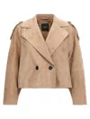 Weekend Max Mara Omens Marron Glace Maga Crop Suede Jacket In Multi
