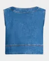Weekend Max Mara Magia Sleeveless Denim Top In Navy