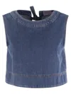 Weekend Max Mara Crewneck Sleeveless Denim Top In Blue