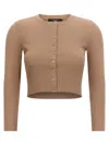 Weekend Max Mara Rib-knit Cropped Cardigan In Brown