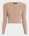 Weekend Max Mara Magiaro Cropped Rib Knit Cardigan In Pink