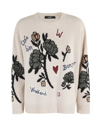 WEEKEND MAX MARA MAGLIA PAVIDI OVER IN FILATO DI LANA ECRU
