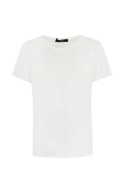 Weekend Max Mara Linen Short-sleeve Sweater In Off White