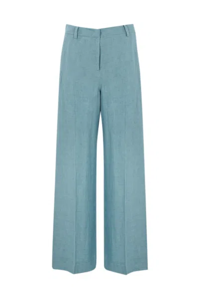 Weekend Max Mara Malizia Linen Canvas Trousers In Light Blue