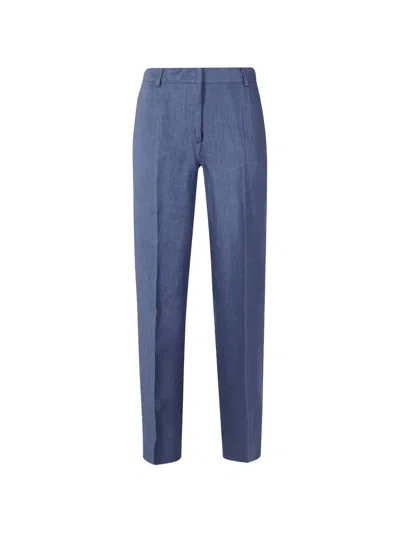 Weekend Max Mara Malizia Linen Trousers In Blue
