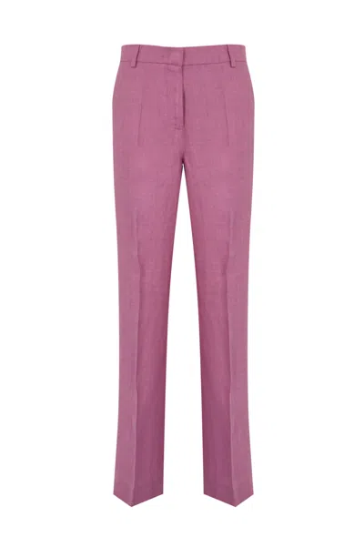Weekend Max Mara Malizia Trousers In Linen Canvas In Purple