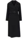 Weekend Max Mara Manu Belted Wool Midi Coat In Black