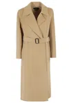 Weekend Max Mara Manu Belted Wool Trench Coat In Beige