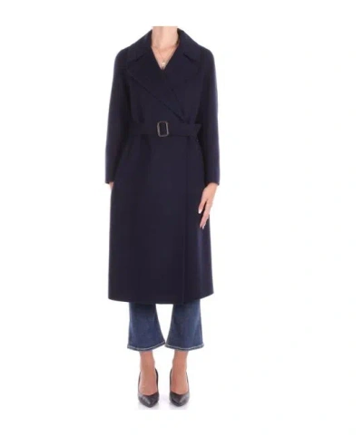Weekend Max Mara Manu Belted Coat In Blue