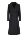 Weekend Max Mara Manu Belted Wool Midi Coat In Black