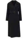 Weekend Max Mara Manu Belted Wool Midi Coat In Black