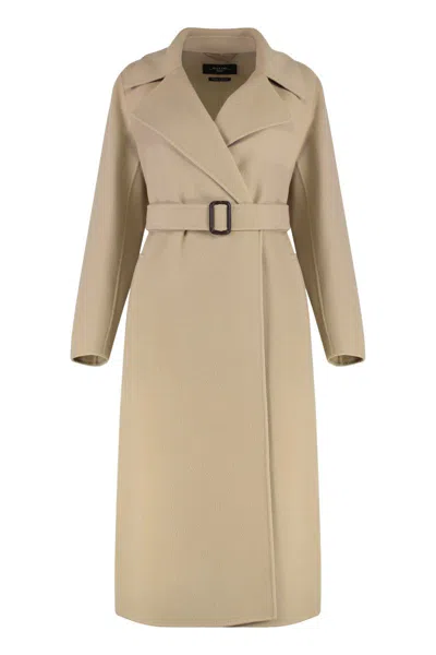Weekend Max Mara Manu Double-breasted Virgin Wool Coat In Multi