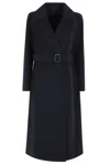 Weekend Max Mara Manu Belted Wool Midi Coat In Navy