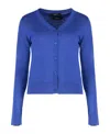 Weekend Max Mara Silk Linen Cardigan Layered Design V Neck In Blue