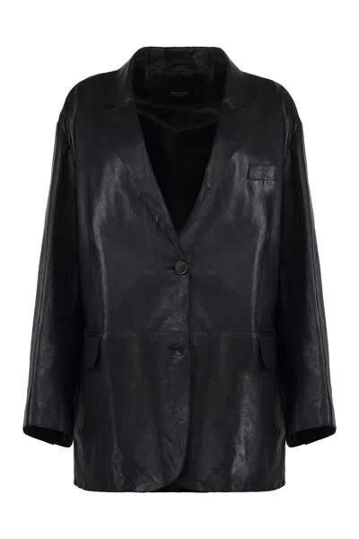Weekend Max Mara Black Leather Marat Blazer