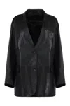 Weekend Max Mara Black Leather Marat Blazer In Black