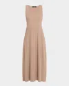 Weekend Max Mara Markus Sleeveless Pleated Knit Midi Dress In Brown