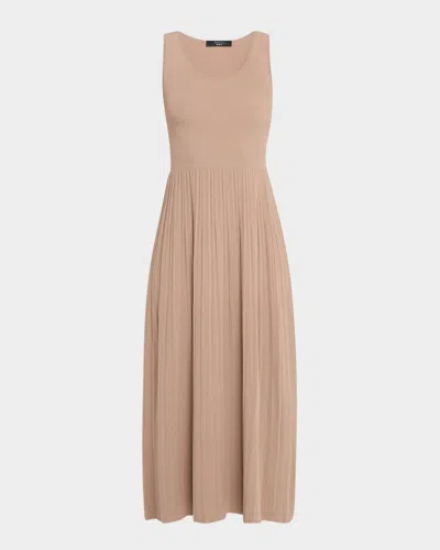 Weekend Max Mara Markus Sleeveless Pleated Knit Midi Dress In Brown